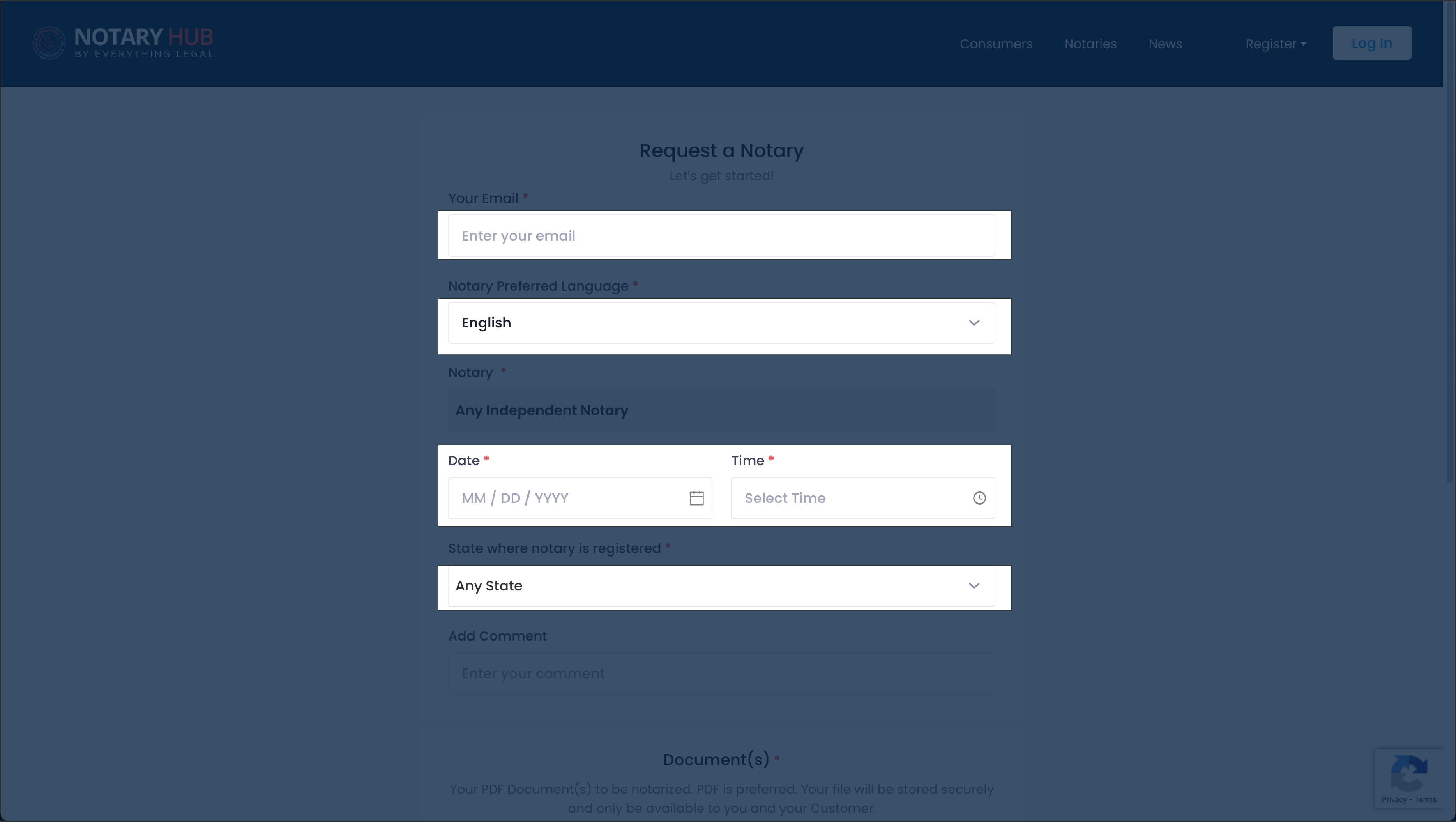 Request Notary Form