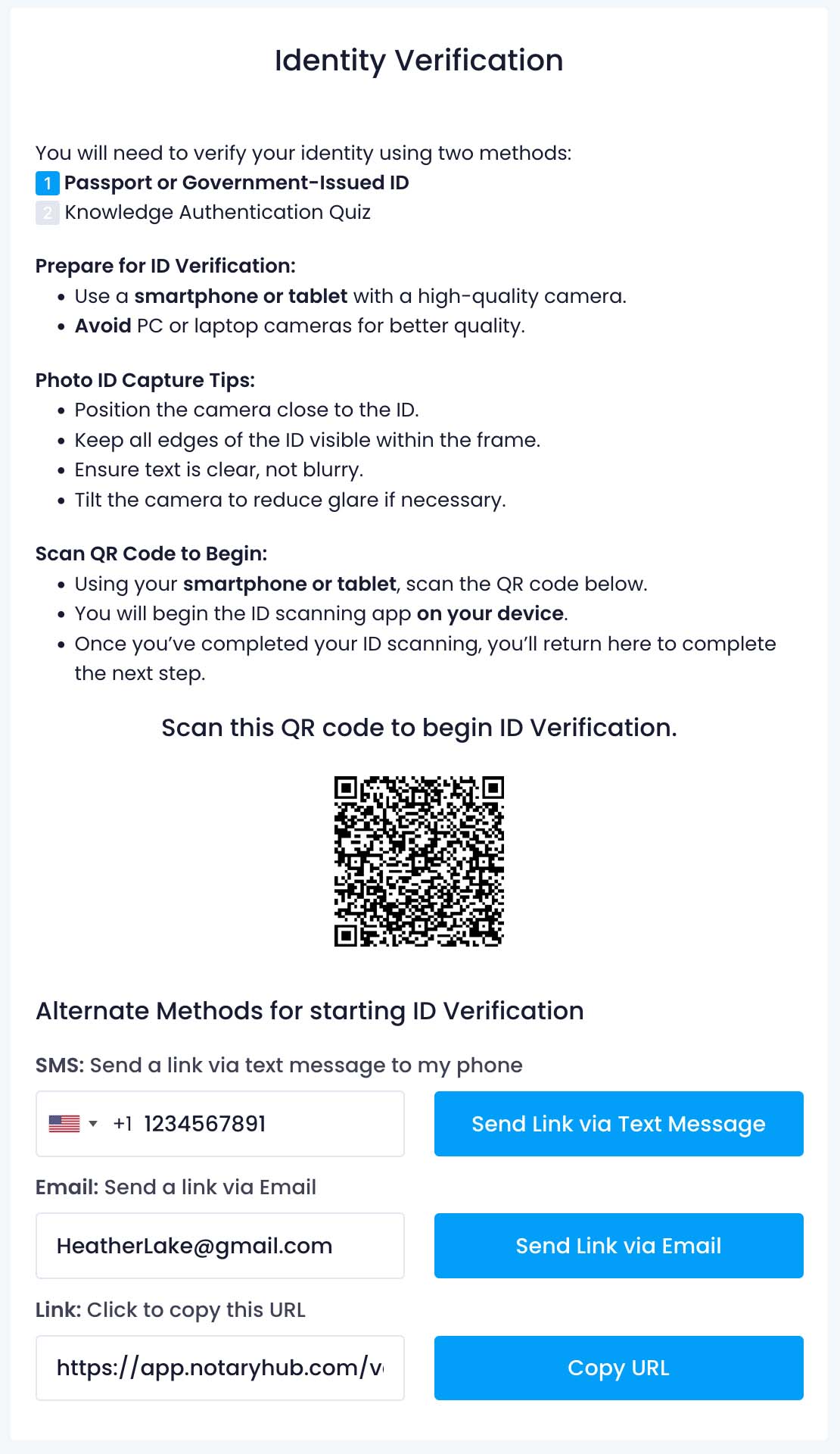ID Verification Alternate Methods