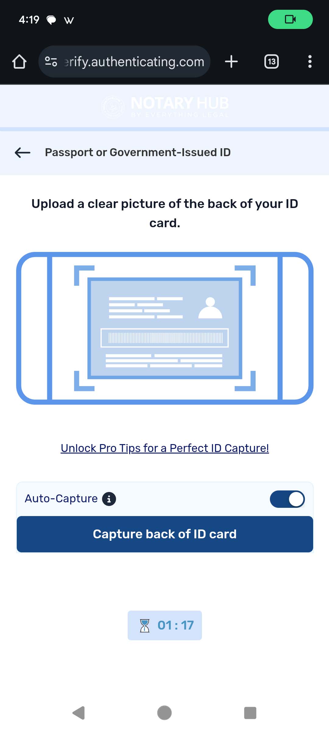 Upload Back of ID