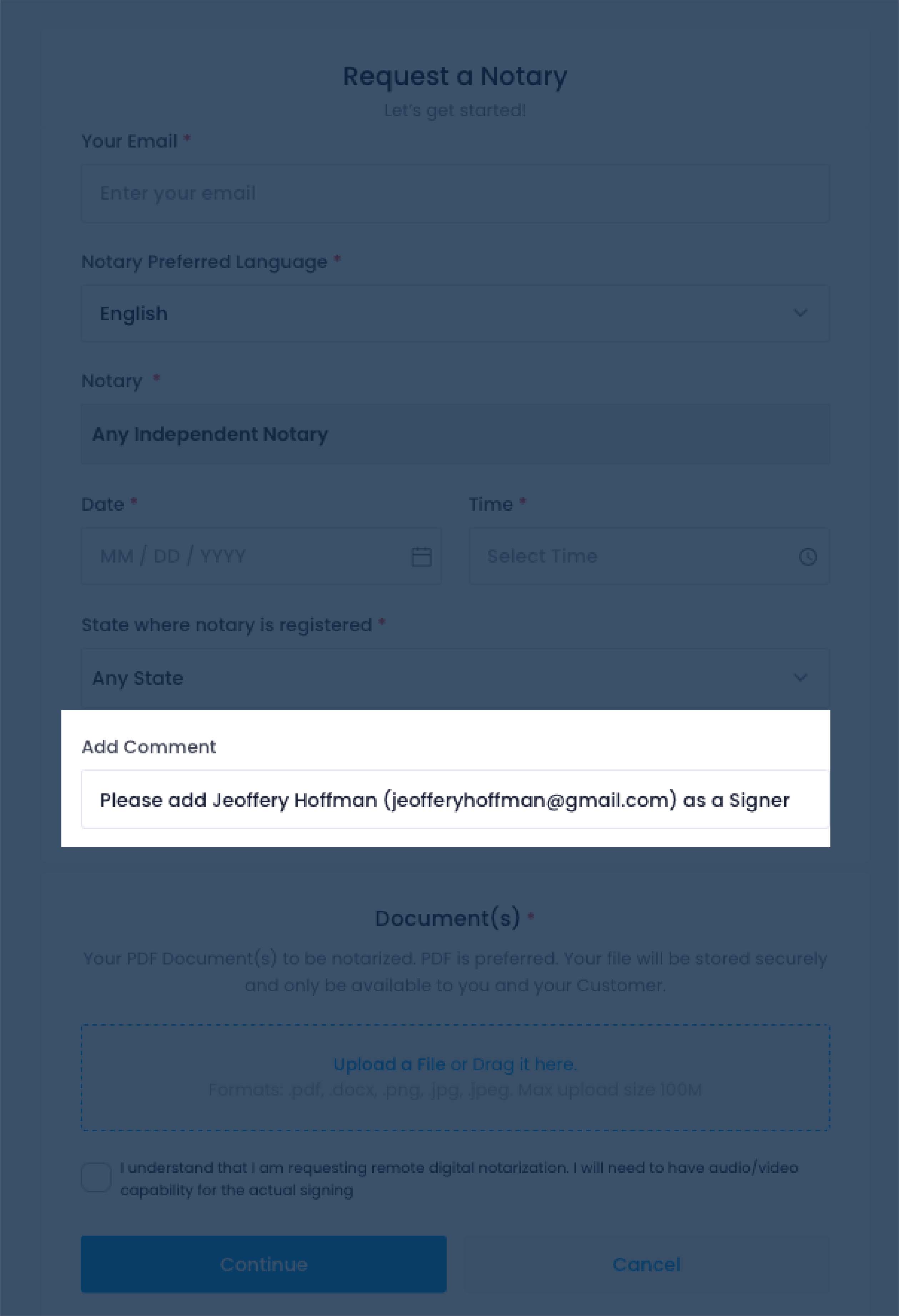Request Notary