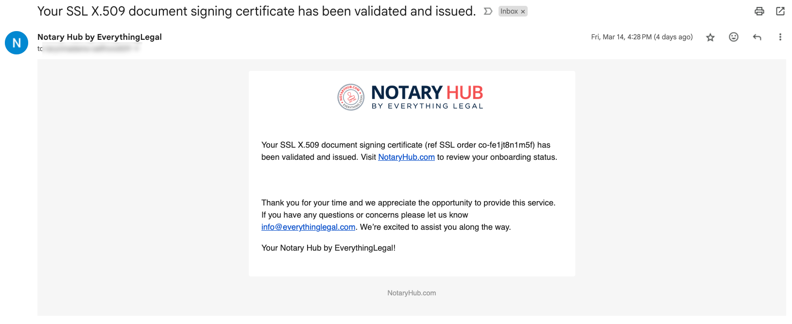 Certificate Issued
