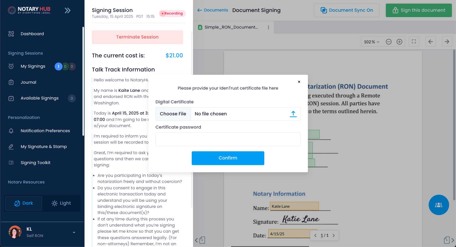 Upload Digital Certificate