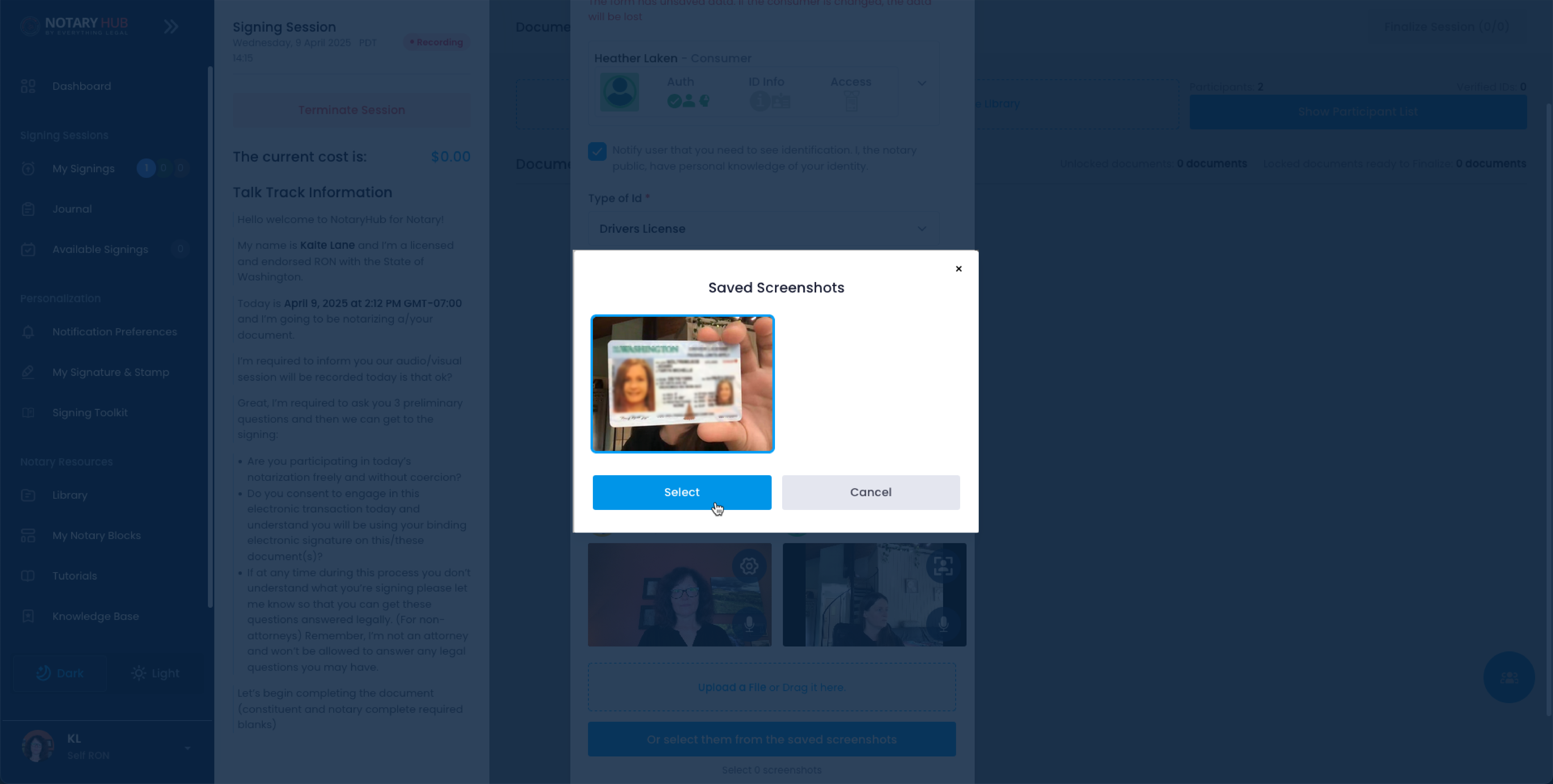 Select from Saved Screenshot