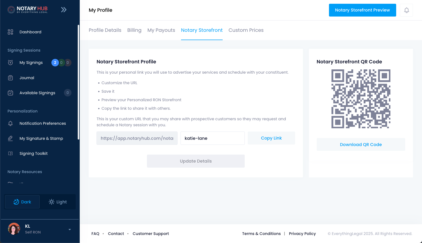 Notary Storefront Profile