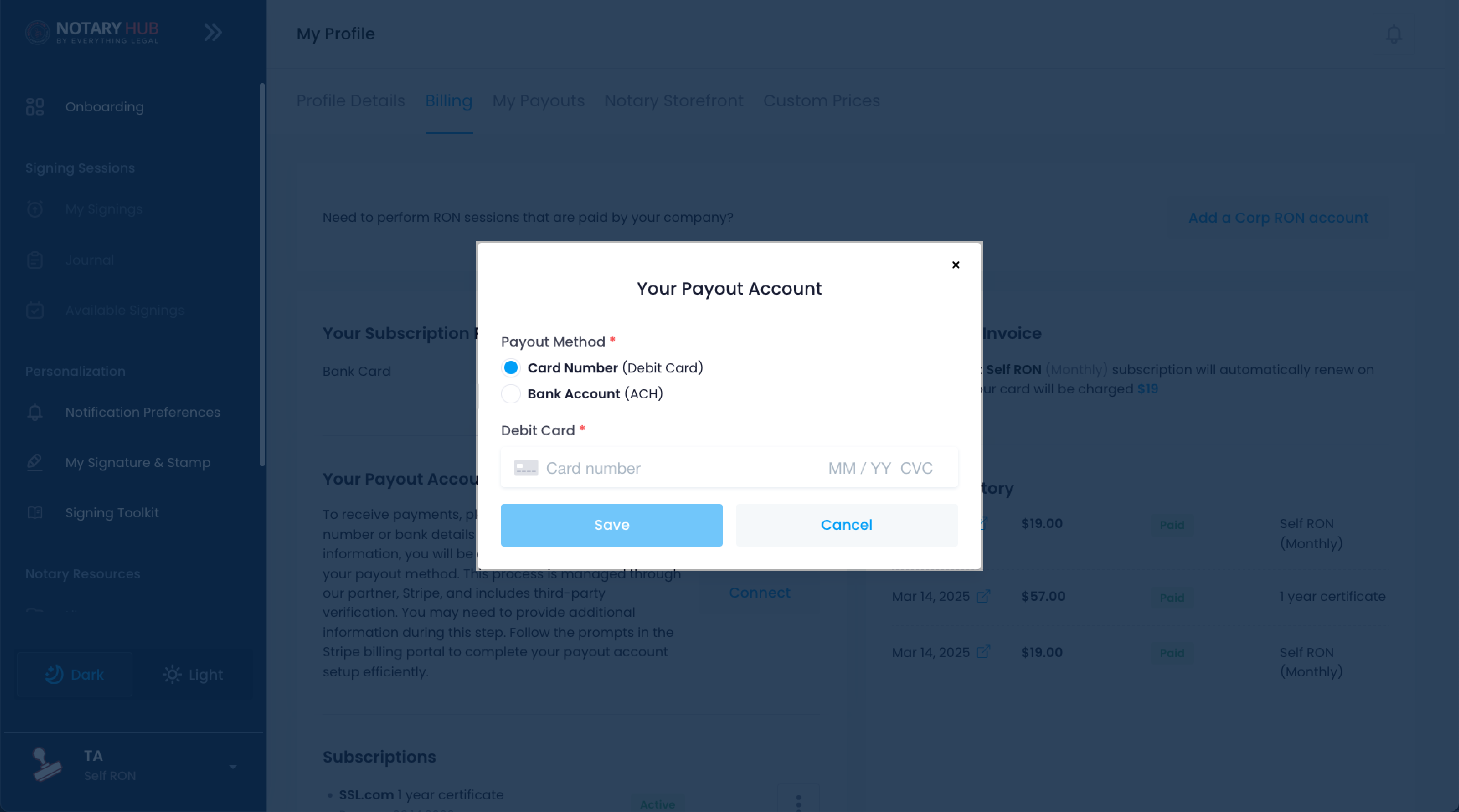 Payout Method