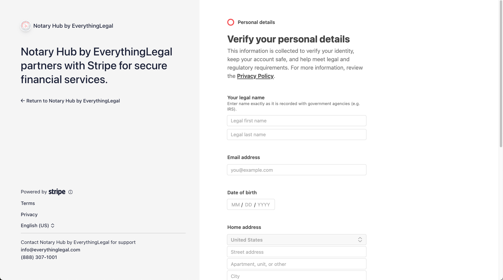 Verify your personal details