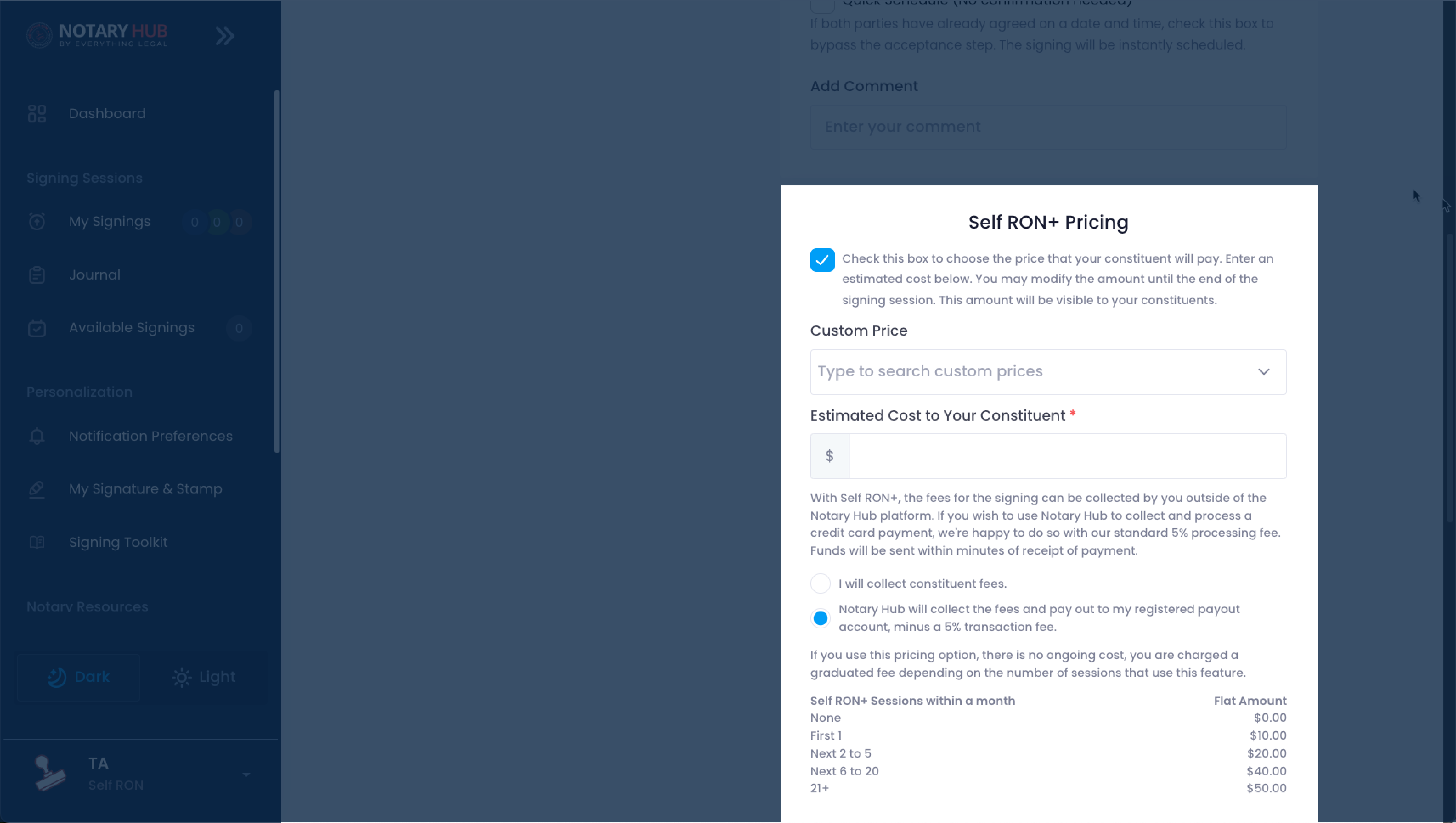 Self RON+ Pricing