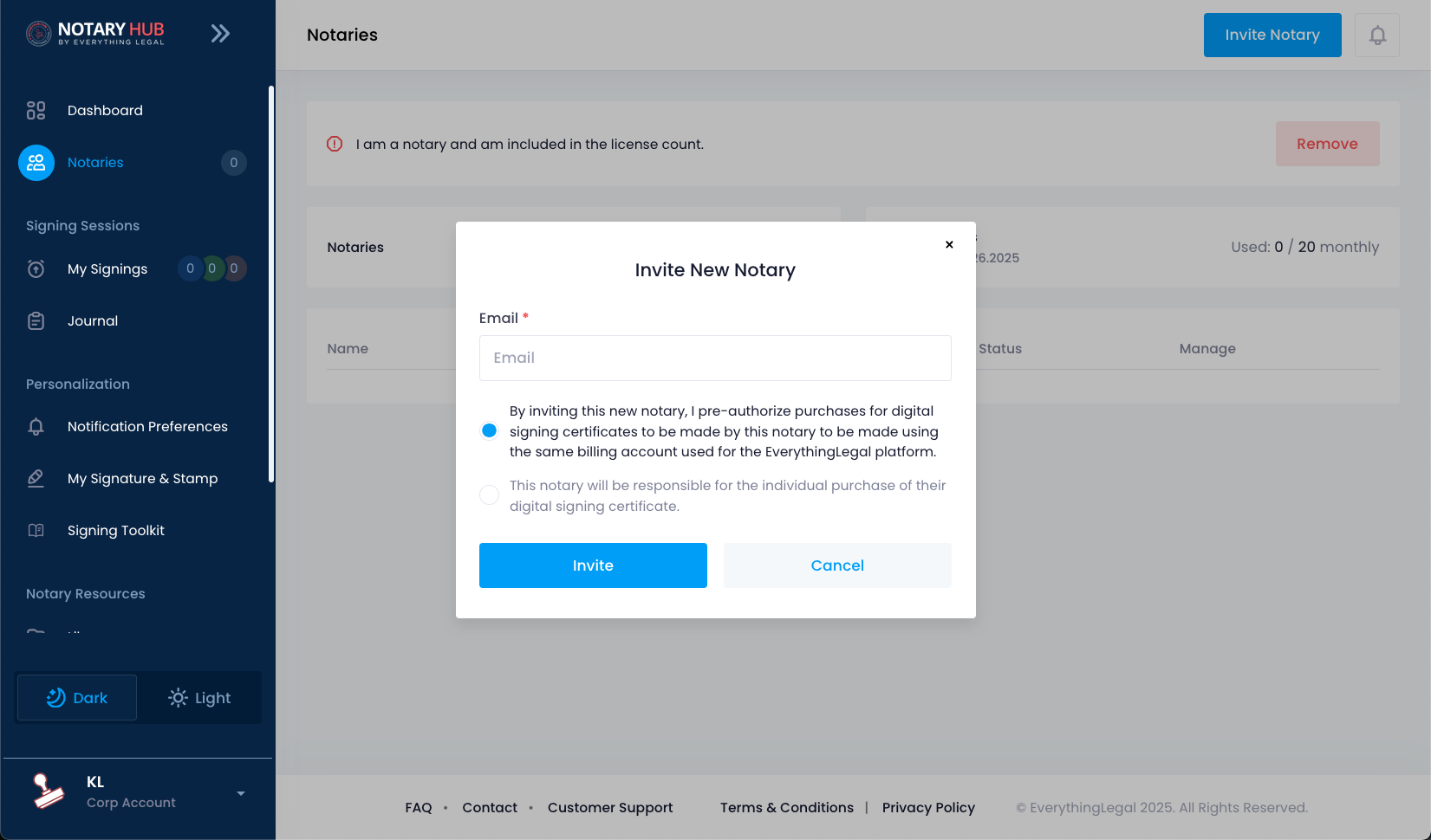 Invite New Notary