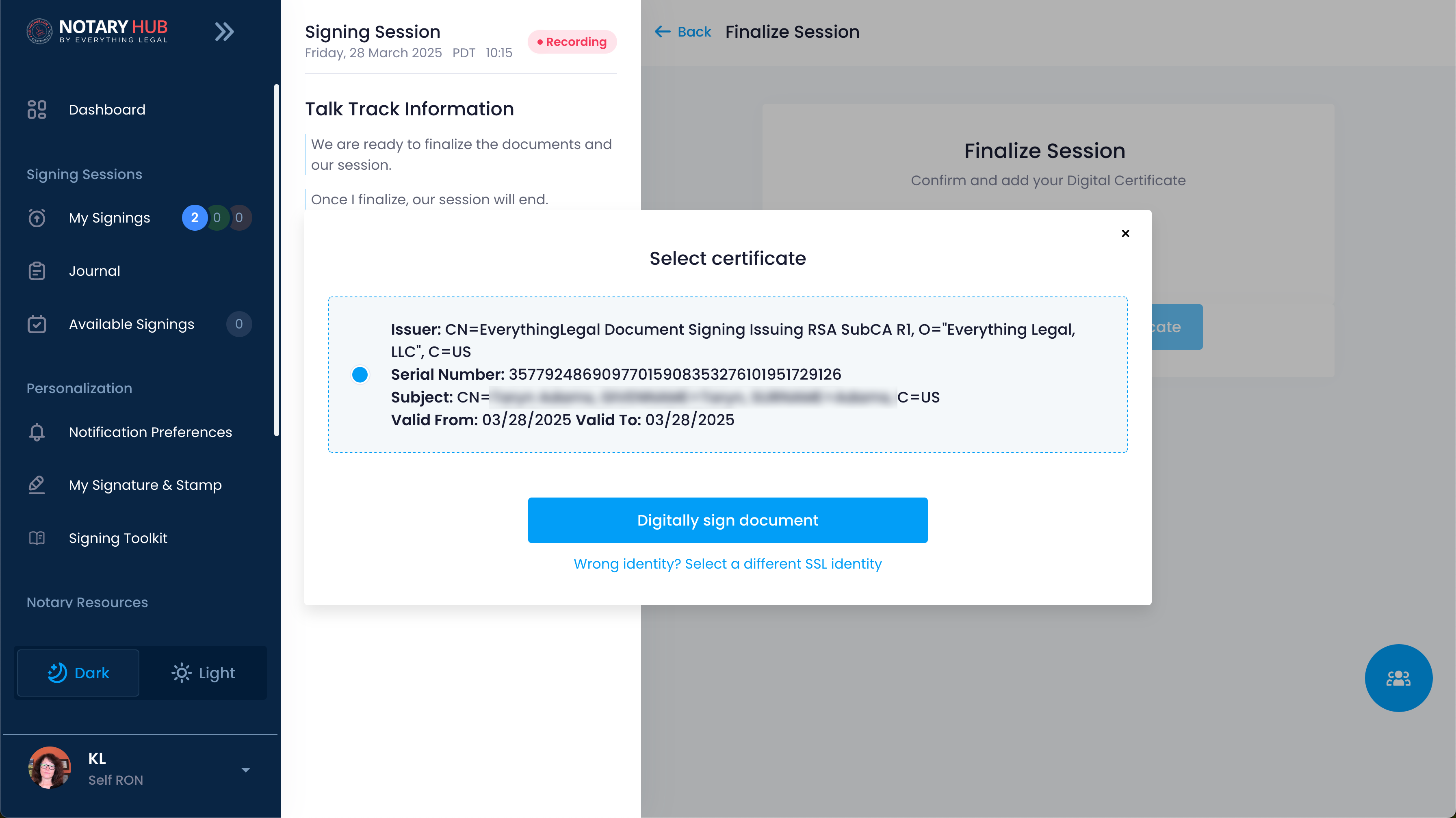 Digitally sign document
