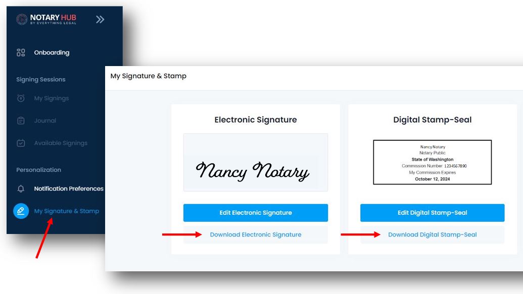 Where to download digital notary stamp file