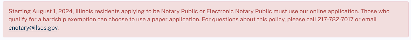 Illinois Secretary of State required online application